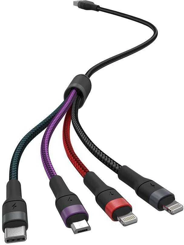 USB laidas, 4IN1, juodas, 1,2m