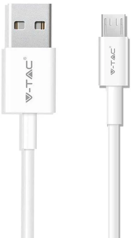 Baltas V-TAC mikro USB laidas su jungtimis