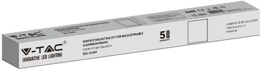 V-tac LED panelės paviršinio montavimo rėmelis, 60x60cm, baltas