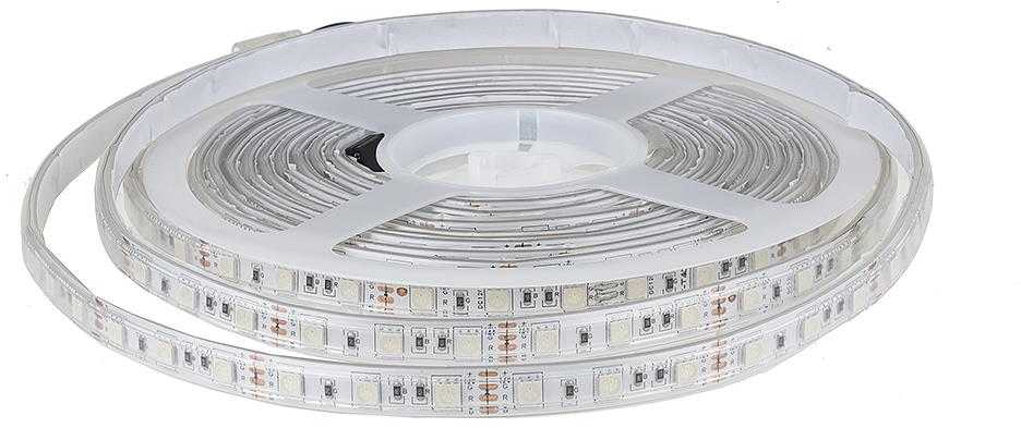 V-tac 7W/m LED juosta, 60LED/m, IP65, RGB, 5m ritė. Komplektuojama su 60W maitinimo šaltiniu ir LED valdikliu.