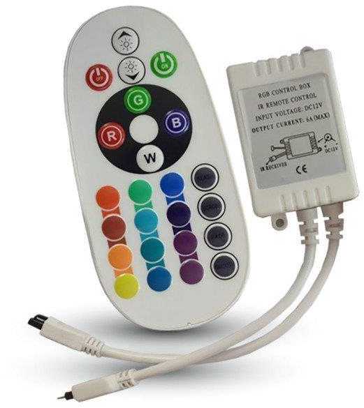 V-tac 7W/m LED juosta, 60LED/m, IP65, RGB, 5m ritė. Komplektuojama su 60W maitinimo šaltiniu ir LED valdikliu.