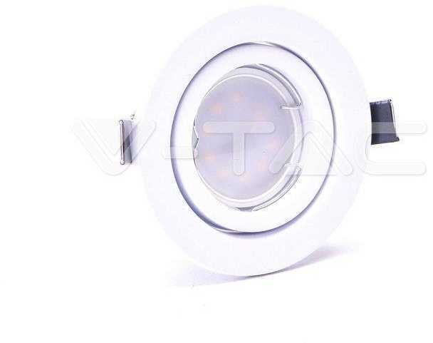 V-tac 5W LED lemputė GU10, su rėmeliu, baltu korpusu, 6400K (šaltai balta). Pakuotėje 3 vnt.