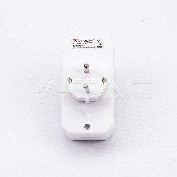 V-tac Trivietis lizdo adapteris, baltas, 2 jungtys su 2,5A, viena - 16A.
