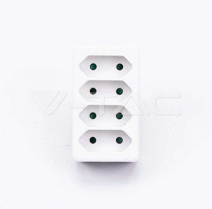 V-tac Keturvietis lizdo adapteris, 2,5A, baltas