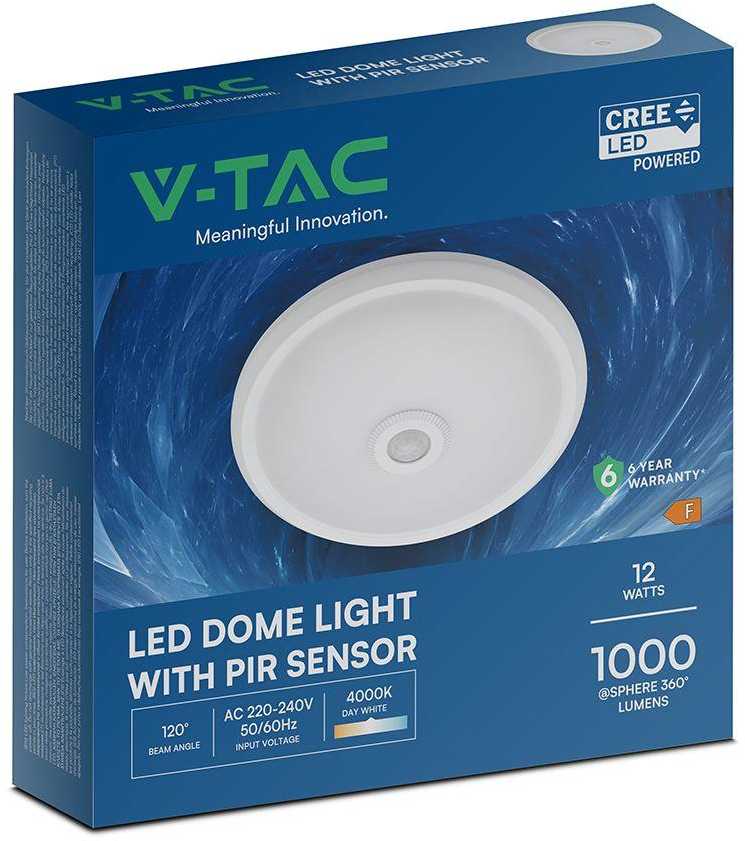 Lubinis šviestuvas V-TAC lubinis LED šviestuvas 12W su judesio jutikliu