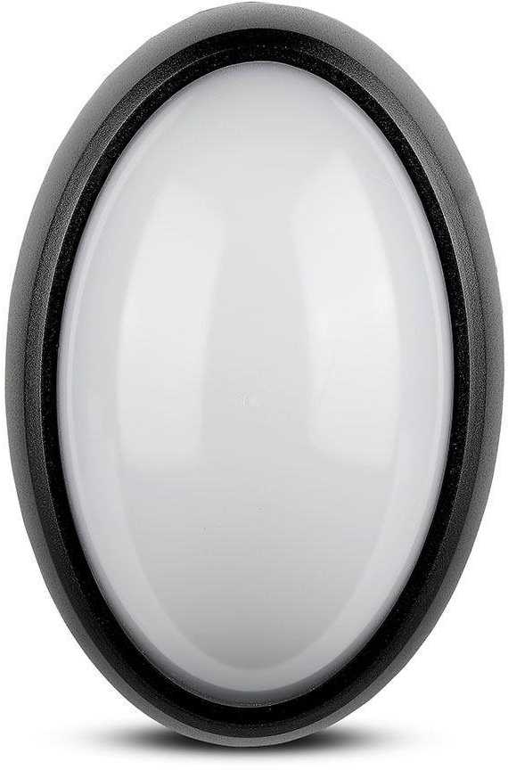 Lubinis šviestuvas 12W LED paviršinis šviestuvas V-TAC, ovalo formos, juodas, IP65, 3000K (šiltai balta)