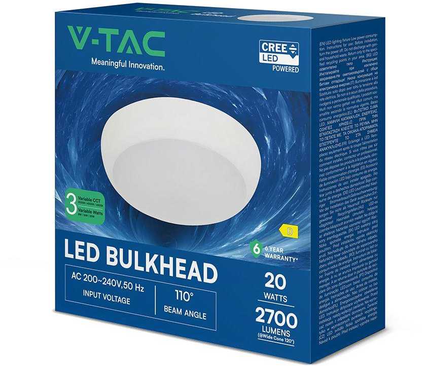 Lubinis šviestuvas 8W/16W/20W LED paviršinis šviestuvas, baltas, 3000/4000/6500K, IP65, CREE LED chip