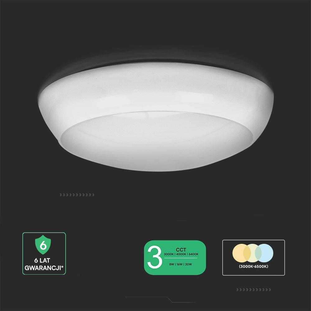 Lubinis šviestuvas 8W/16W/20W LED paviršinis šviestuvas, baltas, 3000/4000/6500K, IP65, CREE LED chip