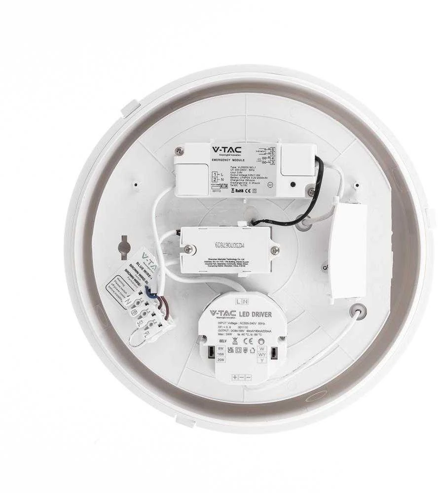 Lubinis šviestuvas 8W/16W/20W LED paviršinis šviestuvas, baltas, 3000/4000/6500K, IP54, CREE LED chip, su judesio davikliu ir avariniu moduliu