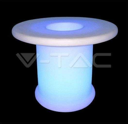 V-tac Kavos stalas su RGB LED apšvietimu, baltas, IP54, 72x72x58cm