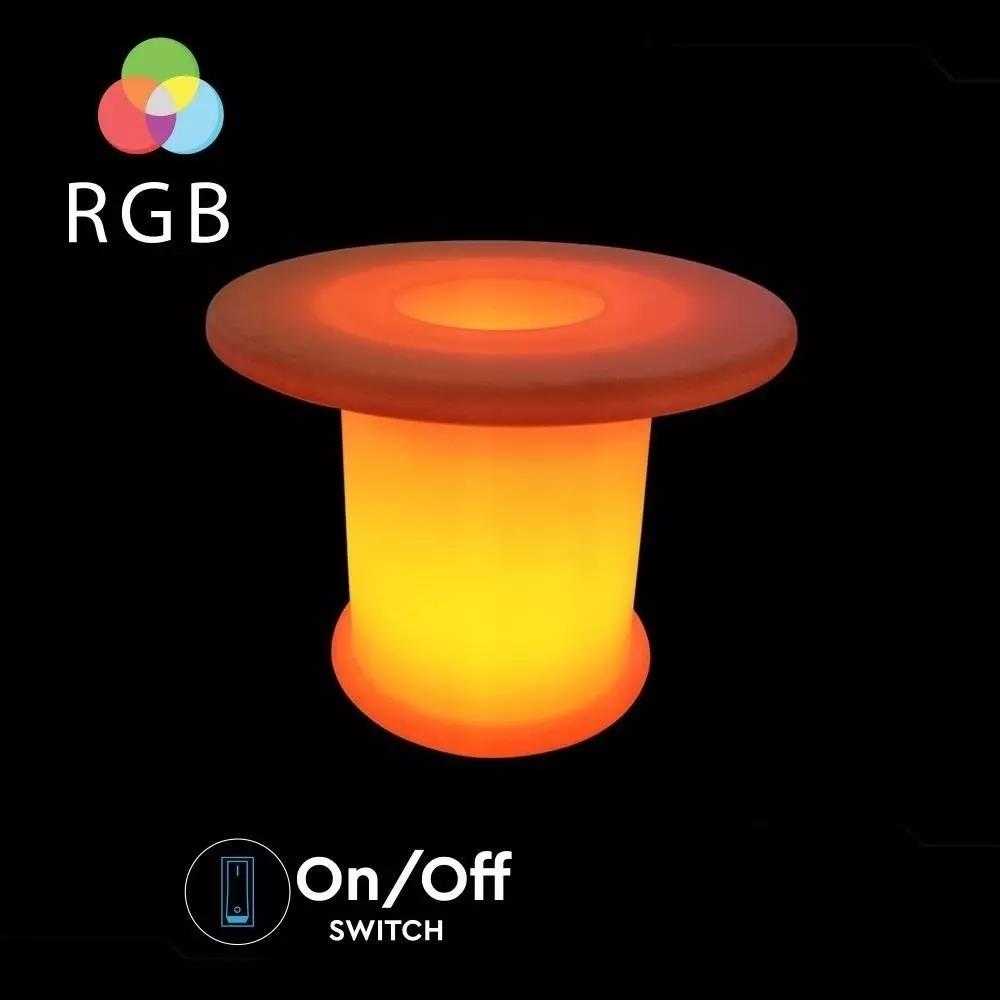 V-tac Kavos stalas su RGB LED apšvietimu, baltas, IP54, 72x72x58cm