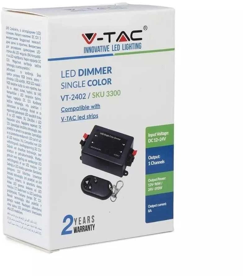 V-tac 192W LED juostų valdiklis, 1CH*8A, 12-24V