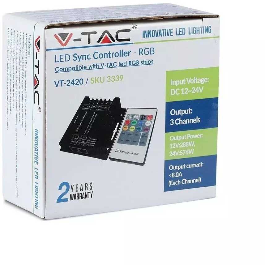 LED juostos valdiklis V-TAC su 20 mygtukų nuotoliniu pulteliu, RGB