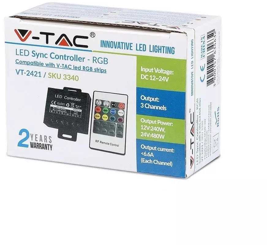 LED juostos valdiklis V-TAC su 20 mygtukų nuotoliniu pulteliu, RGB