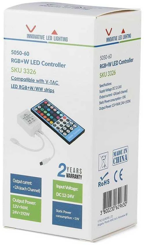 V-tac LED juostos valdiklis skirtas RGB + W LED juostai, 8A