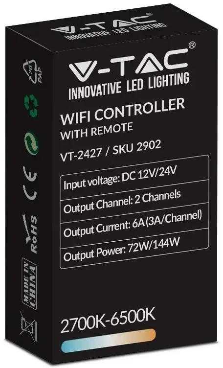V-tac Wifi valdiklis su nuotolinio valdymo pultu, skirtas 3in1+RGB LED juostai, 24 mygtukai