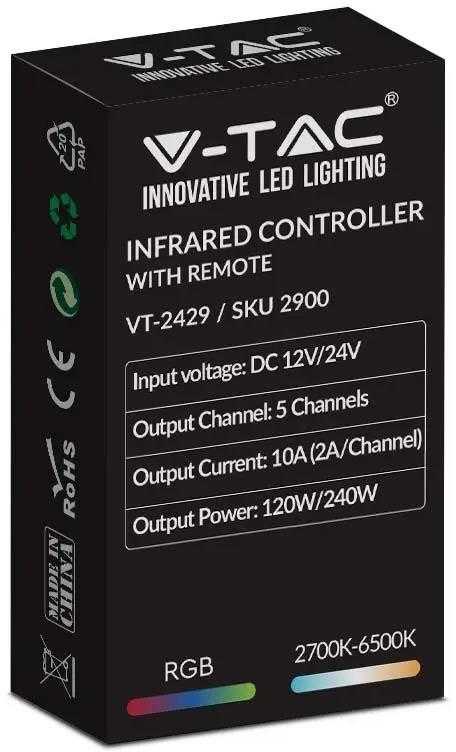V-tac Wifi valdiklis su nuotolinio valdymo pultu, skirtas 3in1+RGB LED juostai, 28 mygtukai