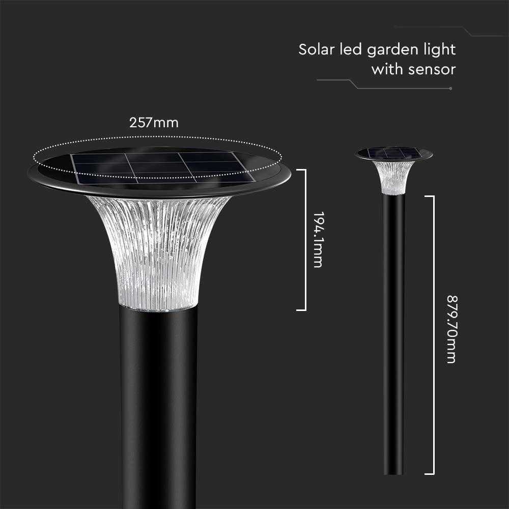 V-tac 15W LED pastatomas lauko šviestuvas su saulės baterija ir judesio davikliu, juodas, 4000/6000K, IP65