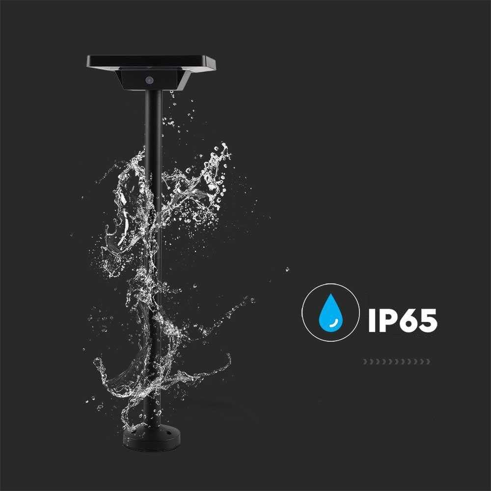 V-tac 2W LED įsmeigiamas/pastatomas lauko šviestuvas su saulės baterija, juodas, 3000-6400K, IP65