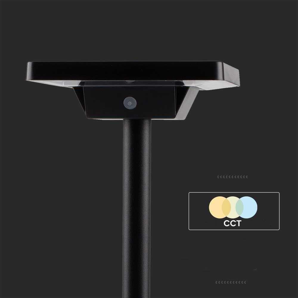 V-tac 2W LED įsmeigiamas/pastatomas lauko šviestuvas su saulės baterija, juodas, 3000-6400K, IP65