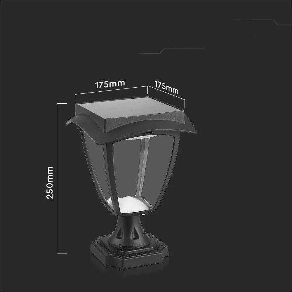 V-tac 2W LED sieninis lauko šviestuvas, juodas, 3000/6000K, su saulės baterija, IP44