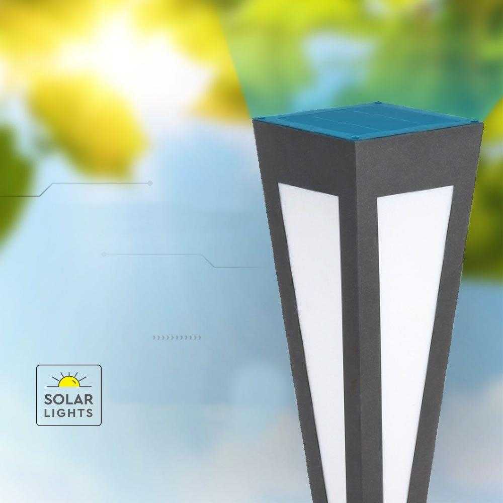 V-tac 2W LED įkraunamas lauko šviestuvas su saulės baterija, juodas, 3000K, IP65