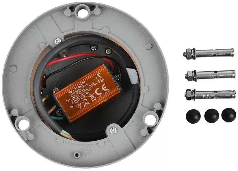 V-tac 10W LED pastatomas lauko šviestuvas, pilkas, 3000K, IP65