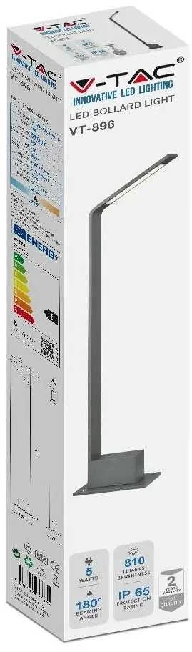 V-tac 6W LED pastatomas šviestuvas, pilkas, 4000K, IP65, 80,5cm