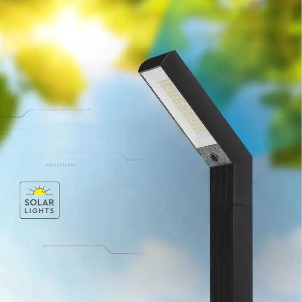 1,5W LED įsmeigiamas/pastatomas lauko šviestuvas, juodas, 3000/4000/6500K, su saulės baterija