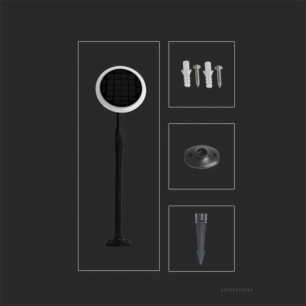 V-tac 3W LED įsmeigiamas lauko šviestuvas, juodas, 3000K, su saulės baterija, 2vnt. pakuotėje