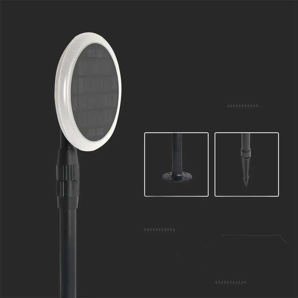 V-tac 3W LED įsmeigiamas lauko šviestuvas, juodas, 3000K, su saulės baterija, 2vnt. pakuotėje