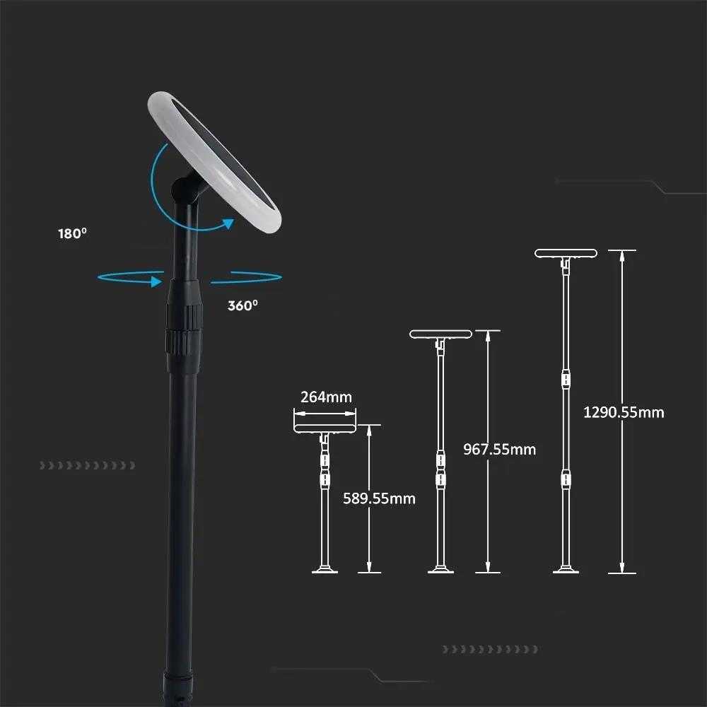 V-tac 8W LED įsmeigiamas/pastatomas lauko šviestuvas, juodas, 4000K, su saulės baterija
