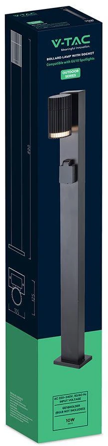 V-TAC sodo stulpas 80cm GU10 juodas 230V