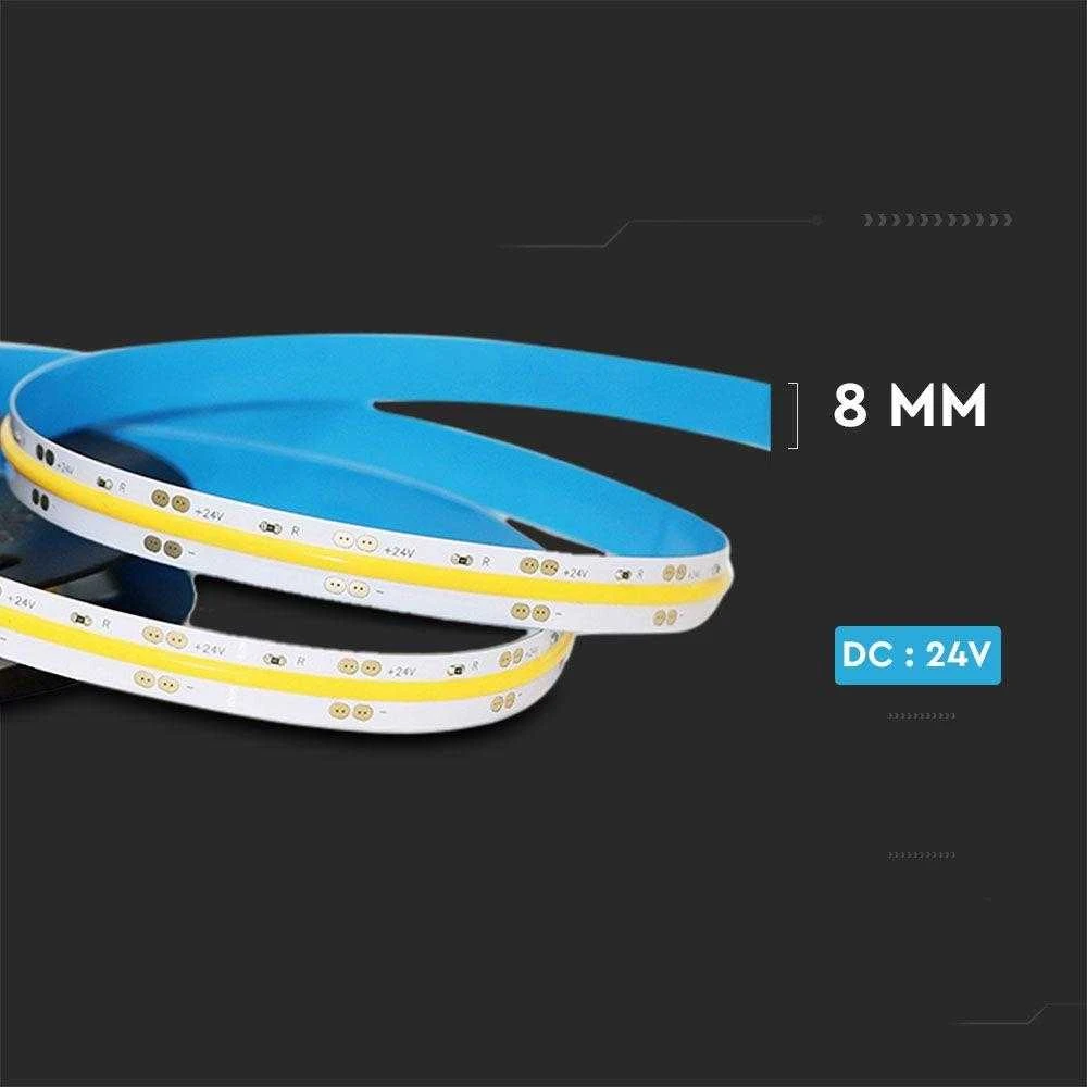 V-tac 10W/m LED COB juosta, 280LED/m, 6500K, 5 metrų ritė