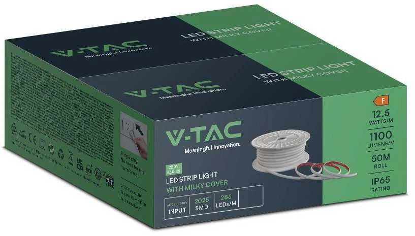V-tac 12,5W/m LED juosta, 220V, 4000K, IP65, 50m ritė