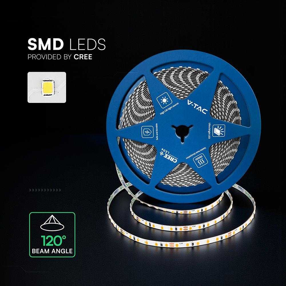 8W/m LED juosta, 120LED/m, 24V, 6500K, IP20, CREE LED chip, 10 metrų ritė