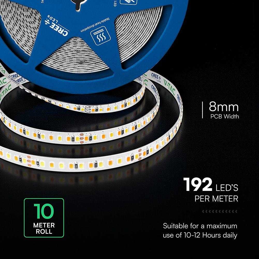 15W/m LED juosta, 192LED/m, 24V, 2700/4000/6500K, IP20, CREE LED chip, 10 metrų ritė