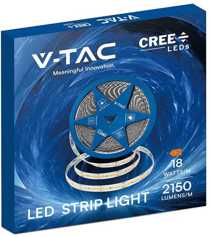 V-tac 18W/m LED juosta, 238LED/m, 24V, 6500K, IP20, CREE LED chip, 10 metrų ritė