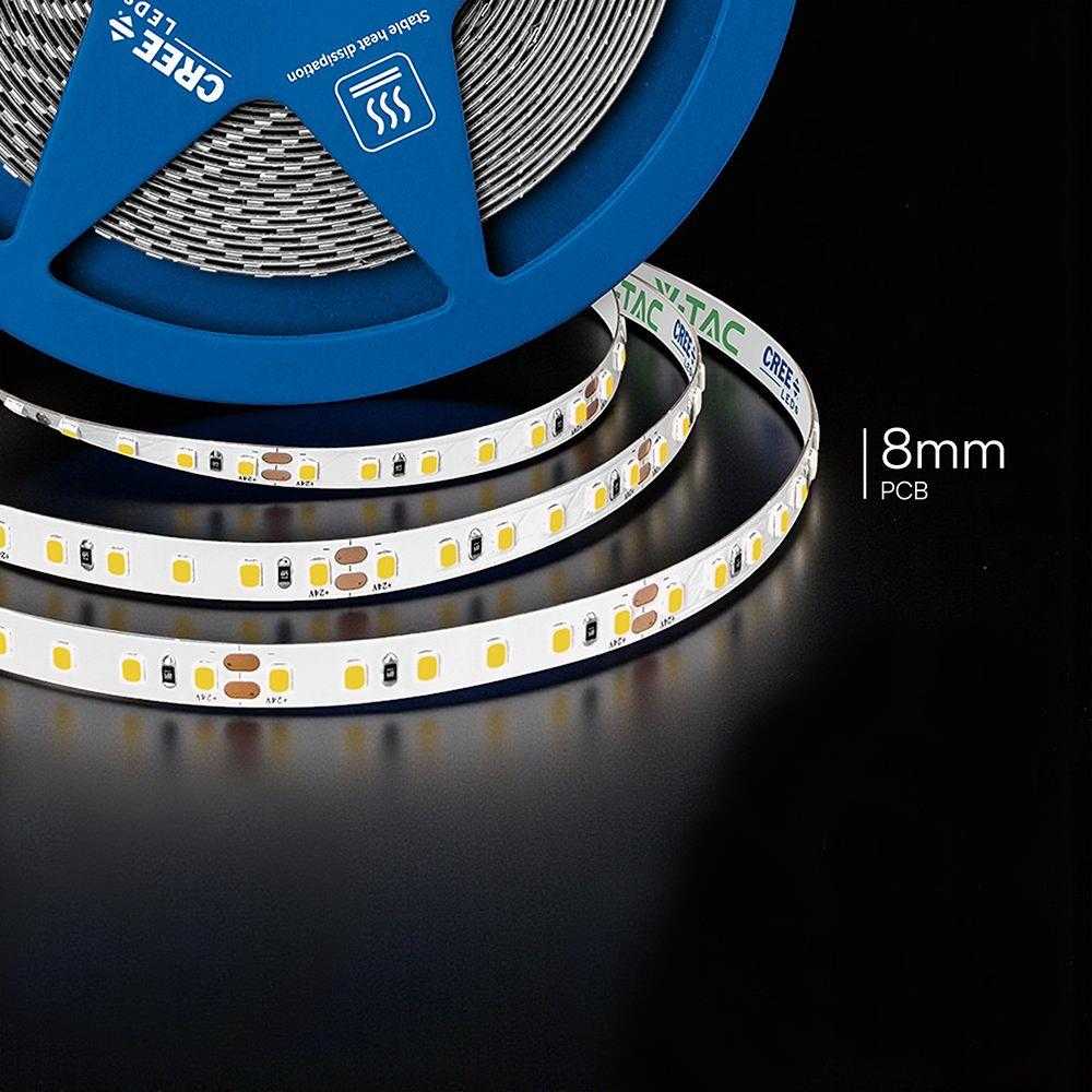 V-tac 10W/m LED juosta, 120LED/m, 24V, 6500K, IP20, CREE LED chip, 10 metrų ritė