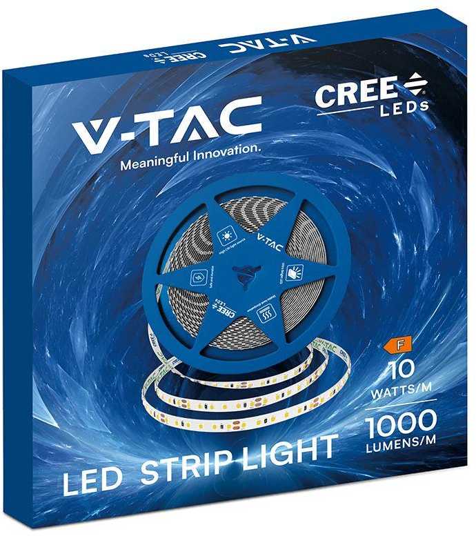 V-tac 10W/m LED juosta, 120LED/m, 24V, 6500K, IP20, CREE LED chip, 10 metrų ritė