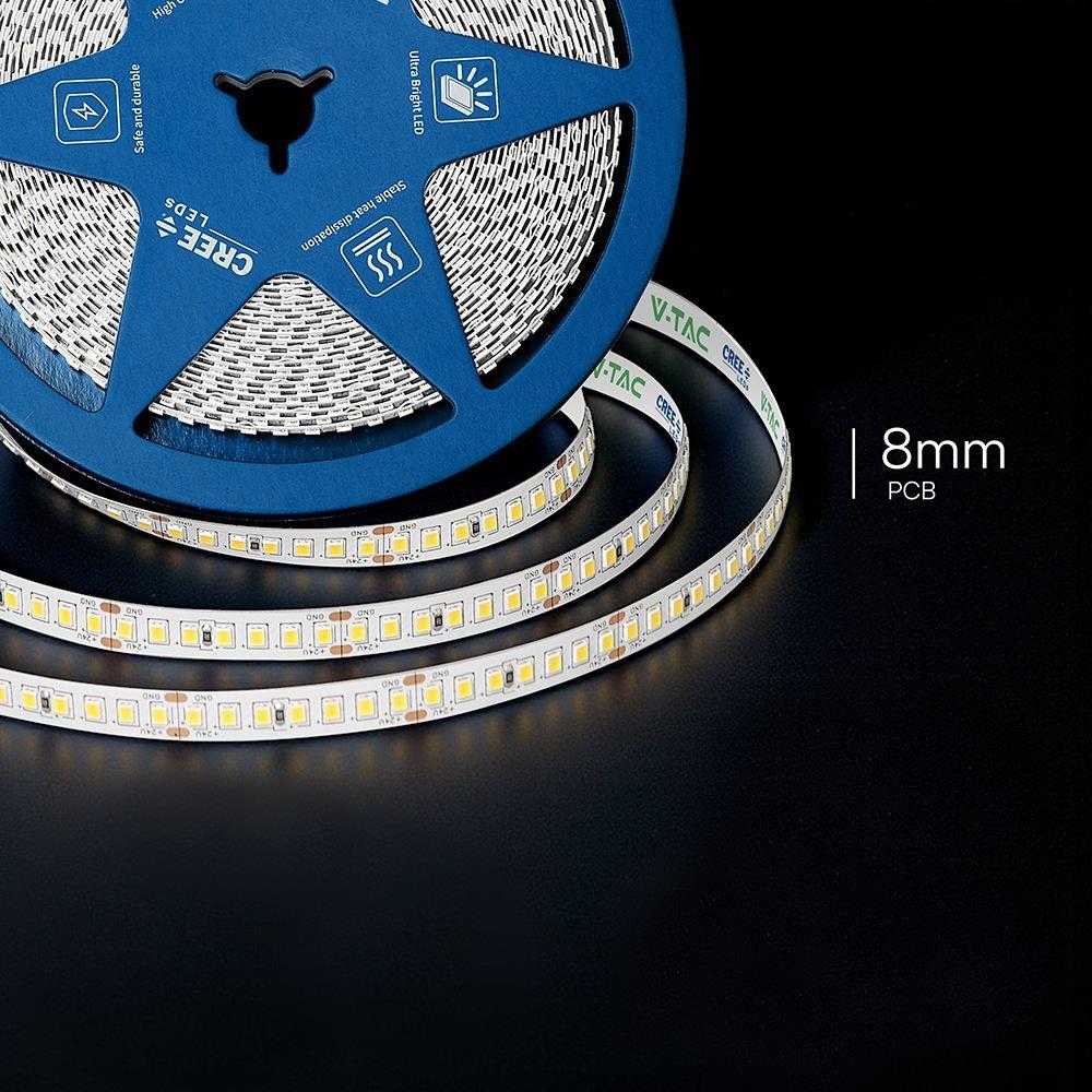 V-tac 12W/m LED juosta, 168LED/m, 24V, 6500K, IP20, CREE LED chip, 10 metrų ritė