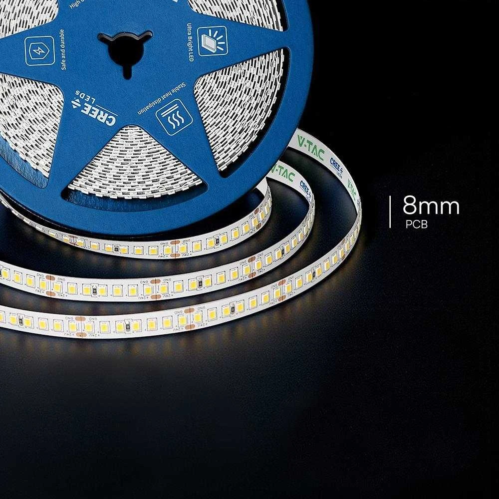 V-tac 12W/m LED juosta, 168LED/m, 24V, 4000K, IP20, CREE LED chip, 10 metrų ritė