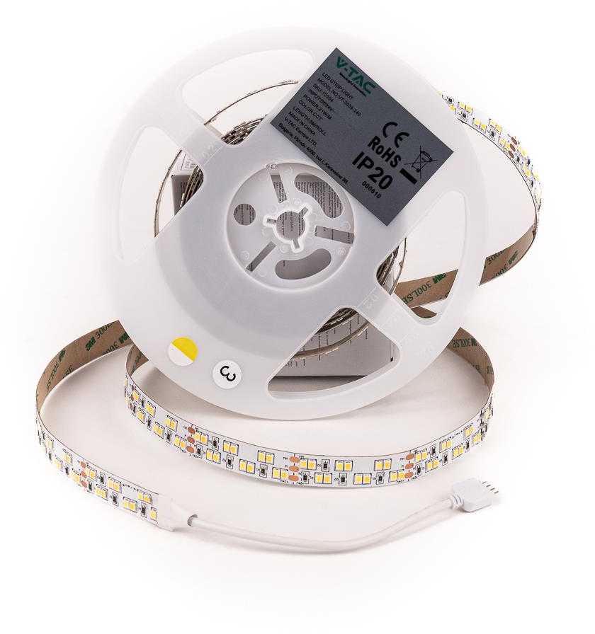 V-tac 21W/m LED juosta, 240LED/m, 24V, 3000/4000/6500K, 5 metrų ritė