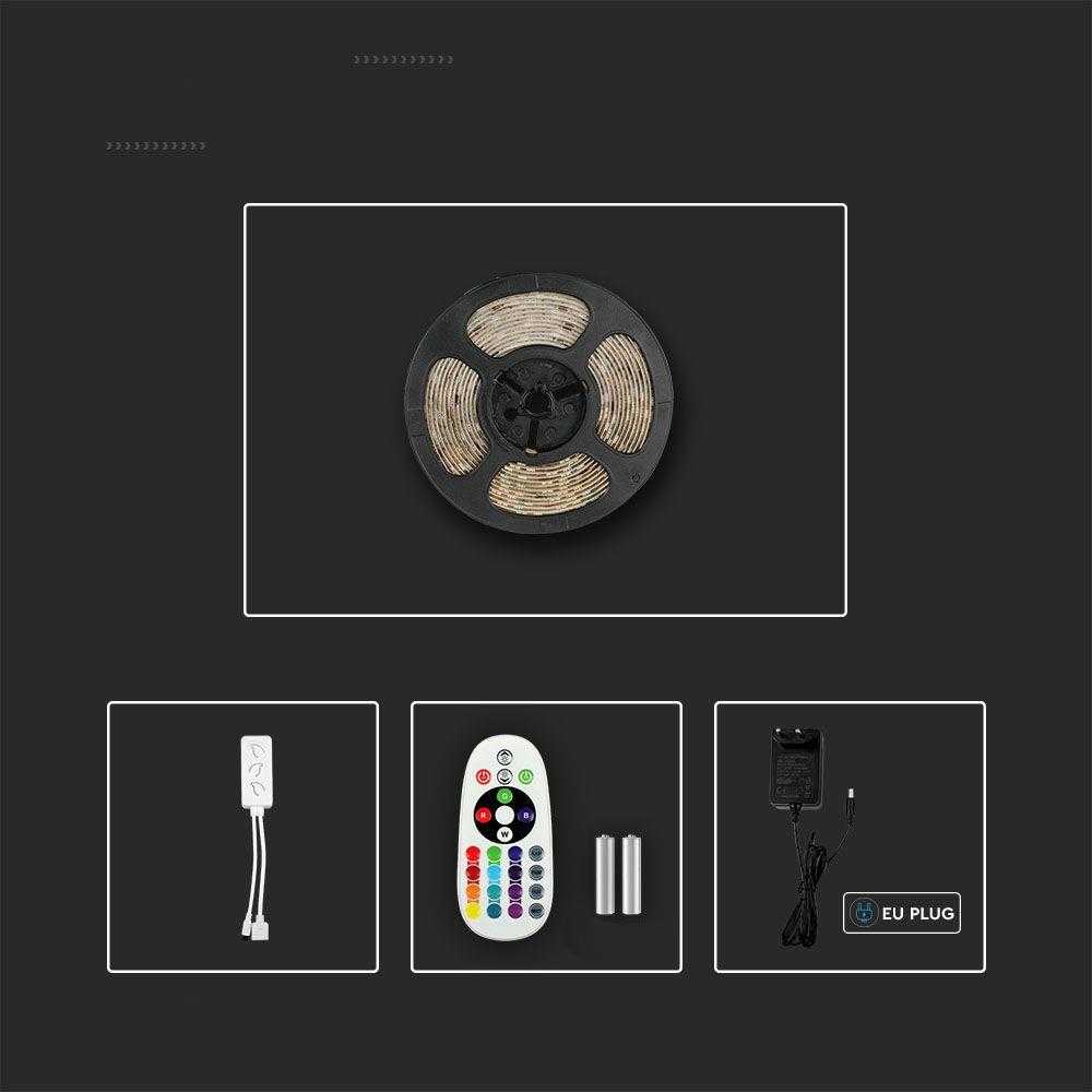 4W/m, 12V LED juosta V-TAC, RGB+3in1, IP65, suderinama su Amazon Alexa ir Google Home, 5m ilgio