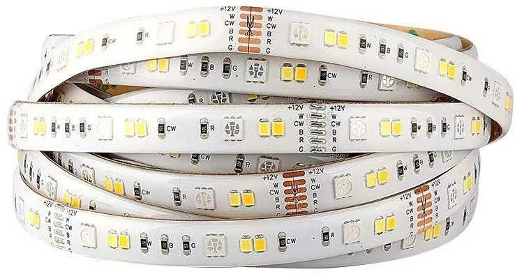 V-tac 15W/m LED juosta, RGB+3IN1, IP65, 5 metrų ritė, su nuotolinio valdymo pulteliu, valdikliu ir užmaitinimu