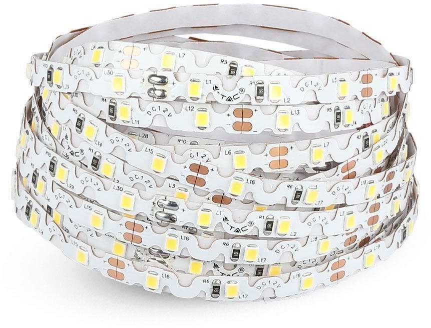 V-tac 5W/m LED juosta, 60LED/m, S formos, 3000K, 5 metrų ritė