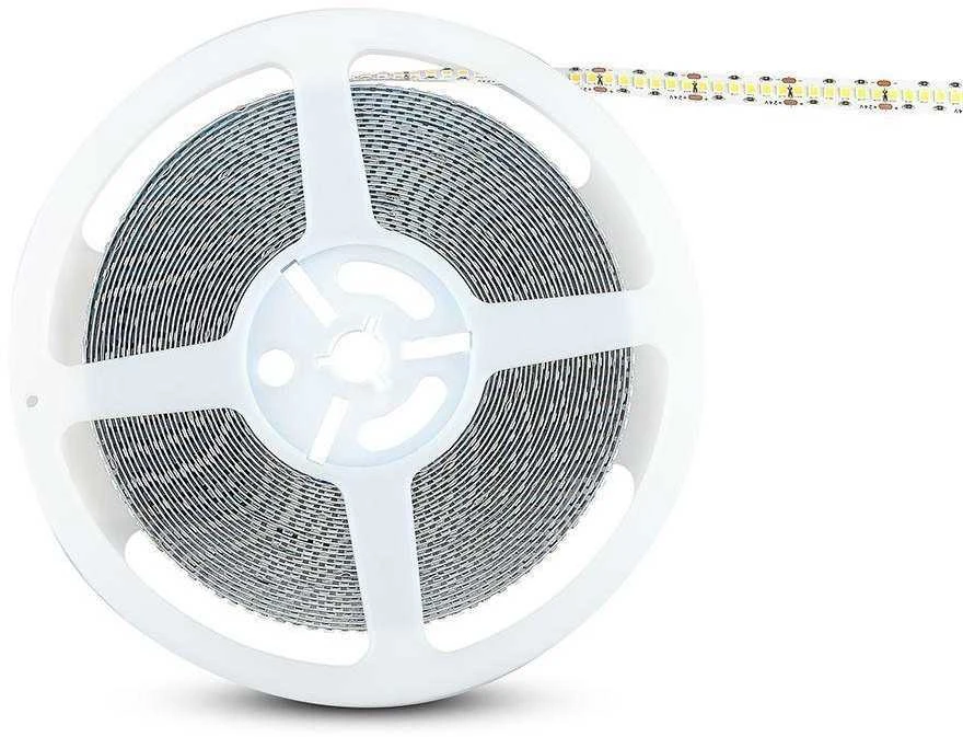 15W LED juosta V-TAC, 24V, 2835, 6500K(šaltai balta), IP20, SAMSUNG LED chip, 10 metrų ritė