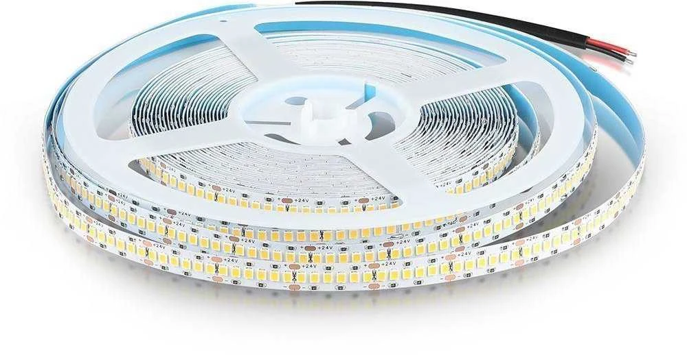 15W LED juosta V-TAC, 24V, 2835, 6500K(šaltai balta), IP20, SAMSUNG LED chip, 10 metrų ritė