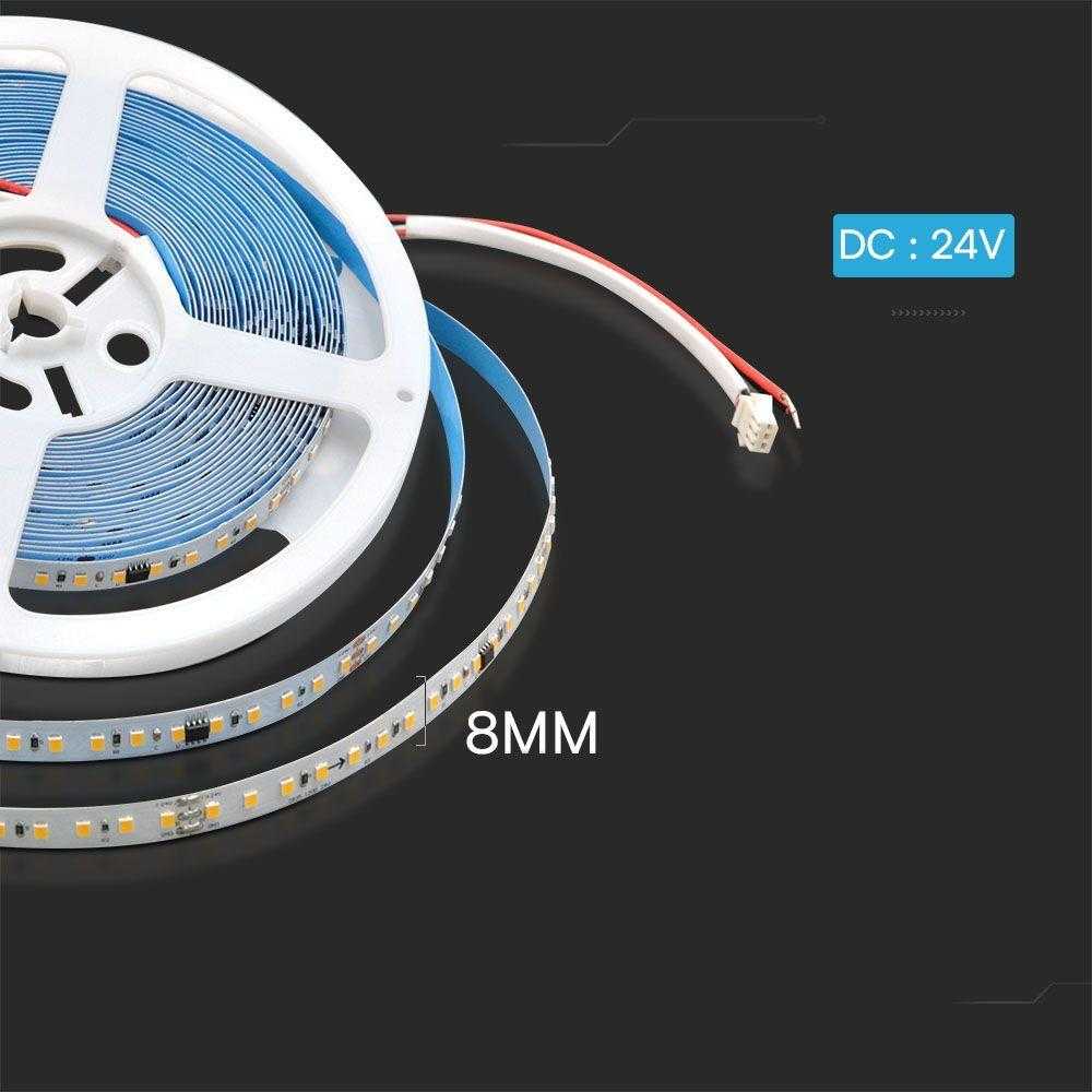 V-tac 10W/m LED juosta, 120LED/m, 24V, 6500K, 10m ritė, su "bėgančios" šviesos efektu