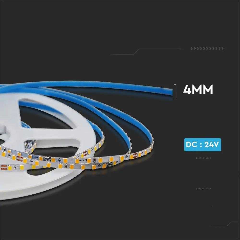 LED juostelė V-TAC SMD2835 128LED 24V IP20 plotis 4mm VT-2835 128 3000K 1200lm